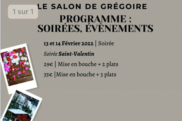 Restaurant Le Salon : soirée Saint-Valentin !
