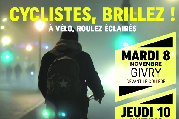 Opération « Cyclistes, brillez ! » à Givry le 8 novembre à 15h30 !